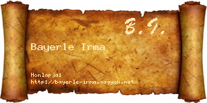 Bayerle Irma névjegykártya